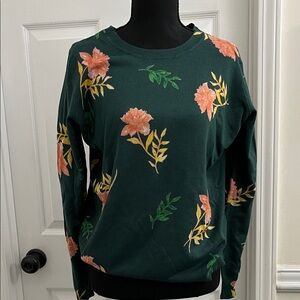 Daniel Rainn Green Floral Crew Neck Sweater